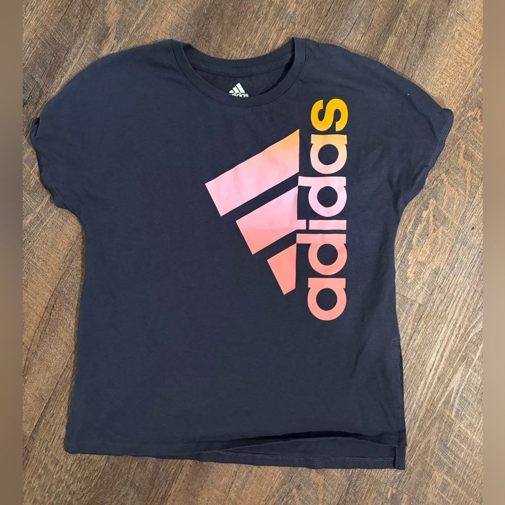 Girls navy blue adidas shirt